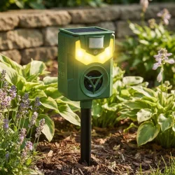 Solar & USB Tiervertreiber mit Ultraschall & Flammenlicht