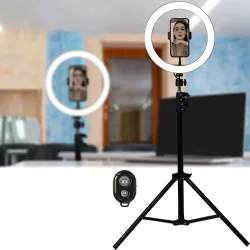 LED-Ringlicht mit Stativständer und Handy-Halterung, Fernauslöser, Ø 10
