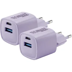 2er-Set 30W GaN Mini Schnellladegerät, USB C & A, lila