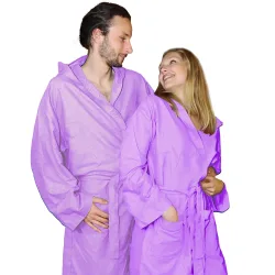 Mikrofaser-Bademantel, 80% Polyester, 20% Polyamid, hell-lila, S