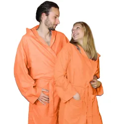 Mikrofaser-Bademantel, 80% Polyester, 20% Polyamid, orange, L