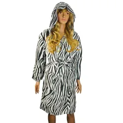 Mikrofaser-Bademantel, 80% Polyester, 20% Polyamid, Zebra-Muster, S