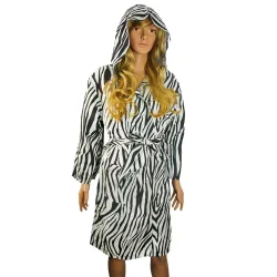 Mikrofaser-Bademantel, 80% Polyester, 20% Polyamid, Zebra-Muster, L