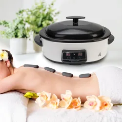 Hot Stone Massage-Set mit digitaler Steuerung, Wärmegerät mit 23 Natursteinen