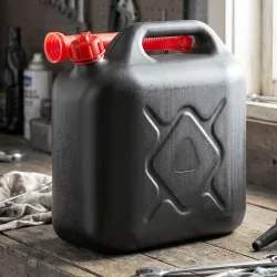 Benzinkanister 10 l, Kraftstoffkanister aus Kunststoff, mit Giessrohr
