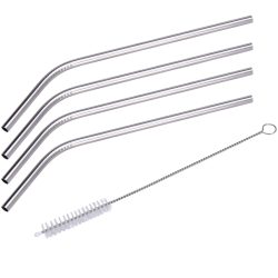 Edelstahl-Trinkhalme mit Reinigungsbürste, 4er Set, 21,5 cm