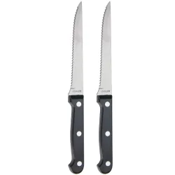 Steakmesser 2er-Set aus Edelstahl, gezackte Klingen