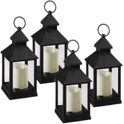 Laterne mit LED Deko Kerze, Windlicht, 4er-Set, 23 cm