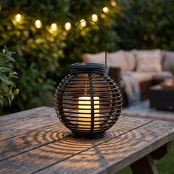 Solarlaterne Kugelförmig mit LED Kerze, Ø21 cm inkl. Aufhängung