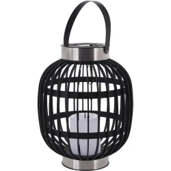 Solar-Gartenampel in Rattan-Optik, inkl. weisser LED Kerze, 23 x 23 x 30 cm