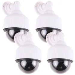 4er-Set Überwachungskamera Attrappe mit roter Betriebs-LED, Kamera Dummy