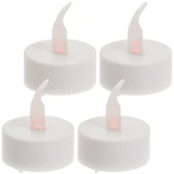 LED-Teelichter 4er-Set, flackernder Flamme und Timer