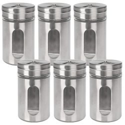 6er-Set Gewürzstreuer mit Sichtfenster, Edelstahl, 94 ml