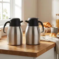 2er-Set Doppelwandige Isolierkanne, Edelstahl, 1,5 l