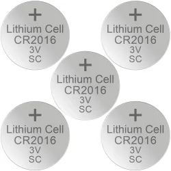 5er-Set Lithium-Knopfzelle CR2016, 3V / 90mAh