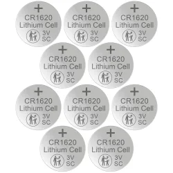 10er-Set Lithium-Knopfzelle CR1620, 3V / 70mAh