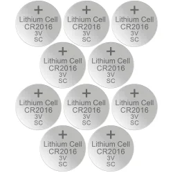 10er-Set Lithium-Knopfzelle CR2016, 3V / 90mAh