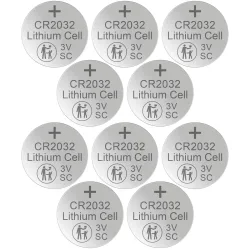 10er-Set Lithium-Knopfzelle CR2032, 3V /  220mAh