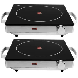 2er-Set Mobile Glaskeramik-Kochplatte mit Infrarot-Wärme, Ø 20 cm, 2.000 Watt