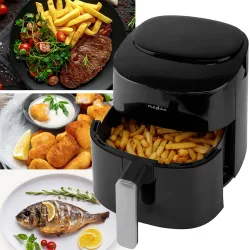 Nedis - Heißluftfritteuse mit Timer 4,2L, Schwarz