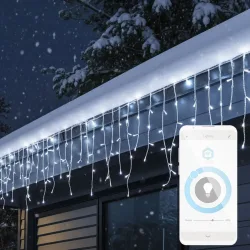 WLAN-Smart-Eisregen Lichterkette, 400 LEDs, kaltweiss, IP65, 8 m