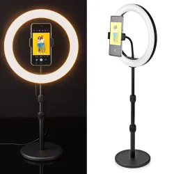 Ringlicht mit höhenverstellbarem Stativ, 10 Helligkeitsstufen, ¢ 26 cm, 2700 - 6700 K