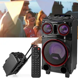 Mobiler Party Bluetooth Lautsprecher, LED-Licht, Subwoofer, Equalizer, 120 W