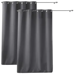 2er-Set Vorhang mit Ösen, 140 x 260 cm, Polyester, anthrazit