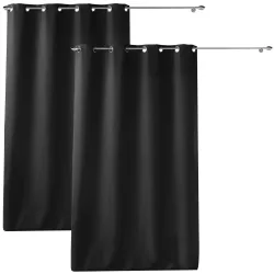 2er-Set Vorhang mit Ösen, 140 x 260 cm, Polyester, schwarz
