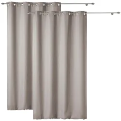2er-Set Vorhang mit Ösen, 140 x 260 cm, Polyester, sand