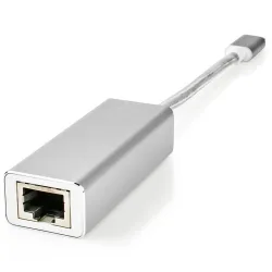Nedis - USB-Netzwerkkarte | USB 3.2 Gen 1 | 1 Gbit/s | USB-C™ Stecker | RJ45 Buchse | 0,20 m | Rund | Vergoldet | Getöntes Kupfer | Silber | Box mit abgedecktem Fenster, One Size