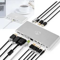 12 in 1 USB-C Dockingstation, Multiport Adapter, USB-C Hub, USB-3.0, 5 Gbit/s