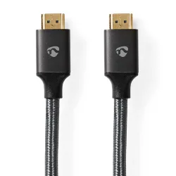 Nedis - Ultra High Speed HDMI™ Kabel | HDMI™ Stecker | HDMI™ Stecker | 8K@60Hz | 48 Gbps | 1,00 m | Rund | 6,3 mm | Anthrazit / Grau mit Metall | Box mit abgedecktem Fenster, Schwarz, One Size