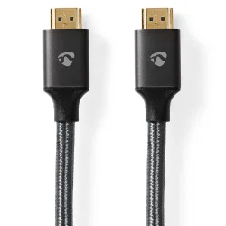Nedis - High Speed HDMI™ Kabel mit Ethernet | HDMI™ Connector | HDMI™ Connector | 4K@30Hz | ARC | 18 Gbps | 10.00 m | Rund | Baumwolle | Grau mit Metall | Schloss, One Size