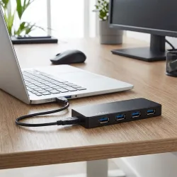 Nedis - USB-Hub | USB A-Hane | 4x USB A Female | 4-Port-Anschluss/-Anschlüsse | USB 3.2 Gen 1 | Netzteil / USB-Stromversorgung | 4x USB