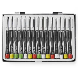 Präzisions-Schraubendreher-Set mit Etui, 15-teilig, Torx, Schlitz, Kreuz, Sechskant