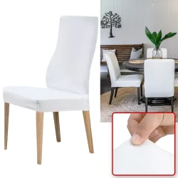 Stuhlbezug in weiss, 4er-Set aus Stretch mit Lehnenbezug, OEKO-TEX Standard 100