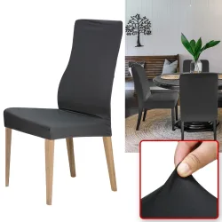 Stuhlbezug in schwarz, 4er-Set aus Stretch mit Lehnenbezug, OEKO-TEX Standard 100