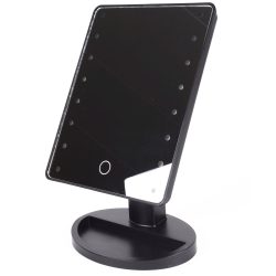 Schminkspiegel mit Beleuchtung, 16 LEDs, dimmbar, schwarz, H 27 x L 17 x B 17cm