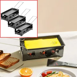 3er-Set Teelicht-Raclette für 1-2 Personen, inkl. Teelichtern und Schaber