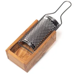 Käsereibe, Parmesanreibe mit Servierfach, 24,5 cm, Olivenholz