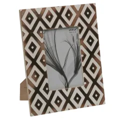 Fotorahmen in edlem Design, aus Holz, braun und weiss, 13 x 18cm