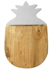 Schneidebrett Ananas aus Akazienholz und Marmor, 38 x 23 cm