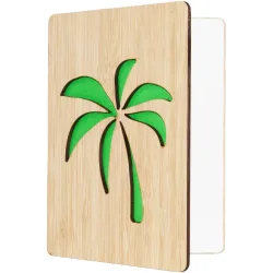 Grusskarte aus Bambus, Palme, grün, Klappkarte