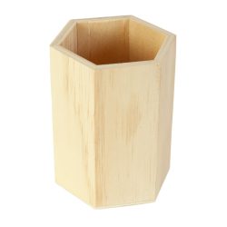 Stiftehalter aus Holz, sechseckig, natur, 10 x 8 cm