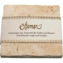 Seifenablage aus Travertin, quadratisch, Farbton light - hellbeige, 10 x 10 cm