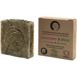 Handgemachte Bio-Seife mit Lavendel und Minze, Naturseife ohne Palmöl, Vegan