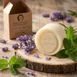 Festes Bio Shampoo mit Lavendel und Minze, Pflegeshampoo ohne Palmöl, Vegan