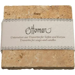 Seifenablage aus Travertin, quadratisch, Farbton gold-gelb, 10 x 10 cm