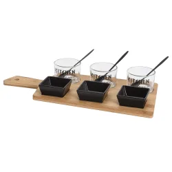 10-teiliges Vorspeisen Set, 6 Schälchen aus Keramik und Glas, Servierplatte & Löffel